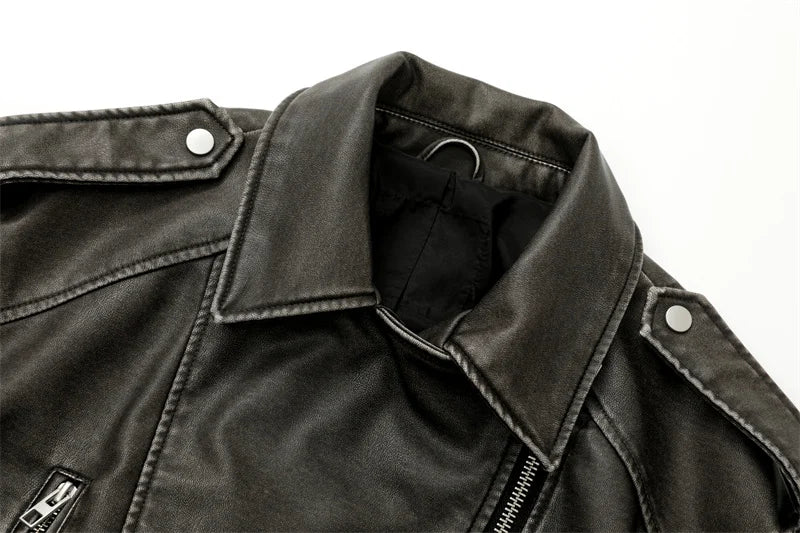"Diana Vintage" Leather Jacket with Belt