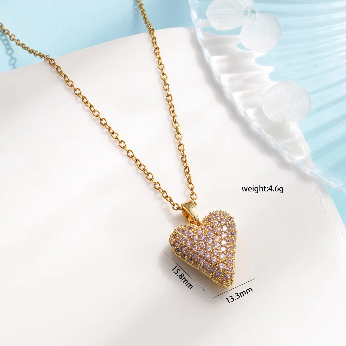 "Love Royalty" Stainless Steel Classic Shiny Zircon Crown Love Pendant Necklace Jewelry