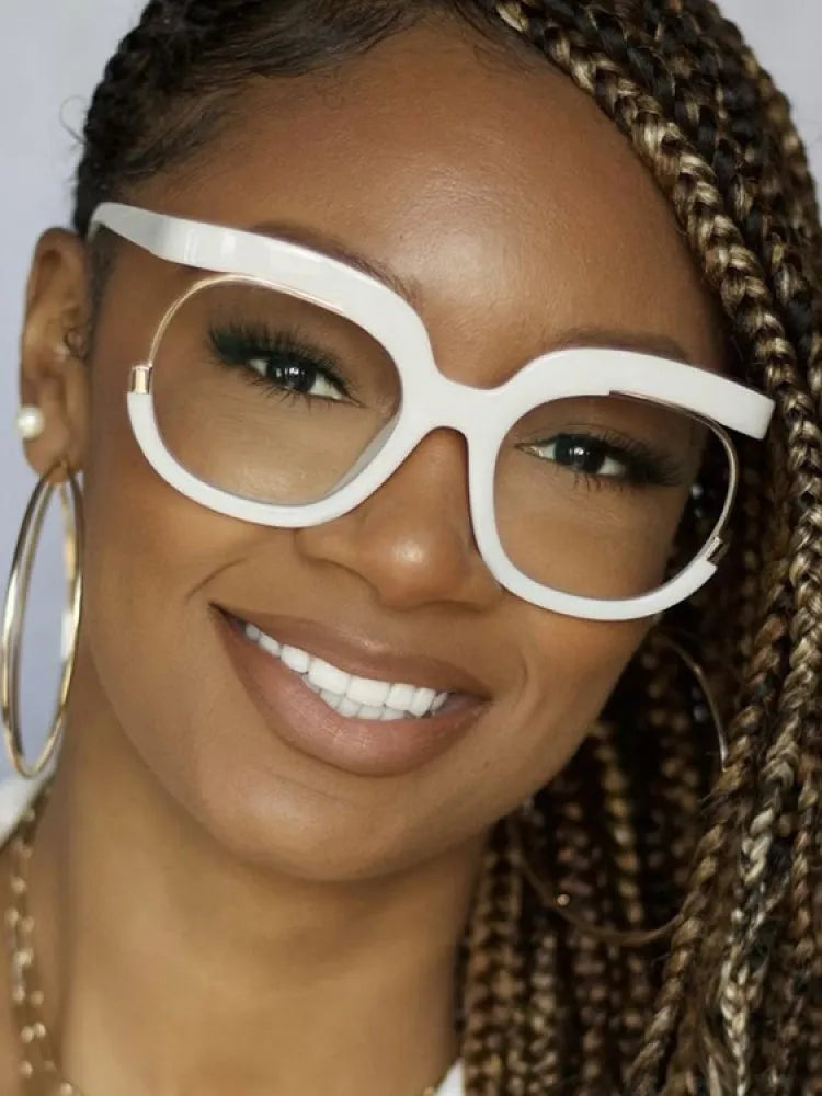 "I'm Brand New Today" Clear Large Frame Spectacle Frame Anti-Blue Light Trend Round Eyeglasses