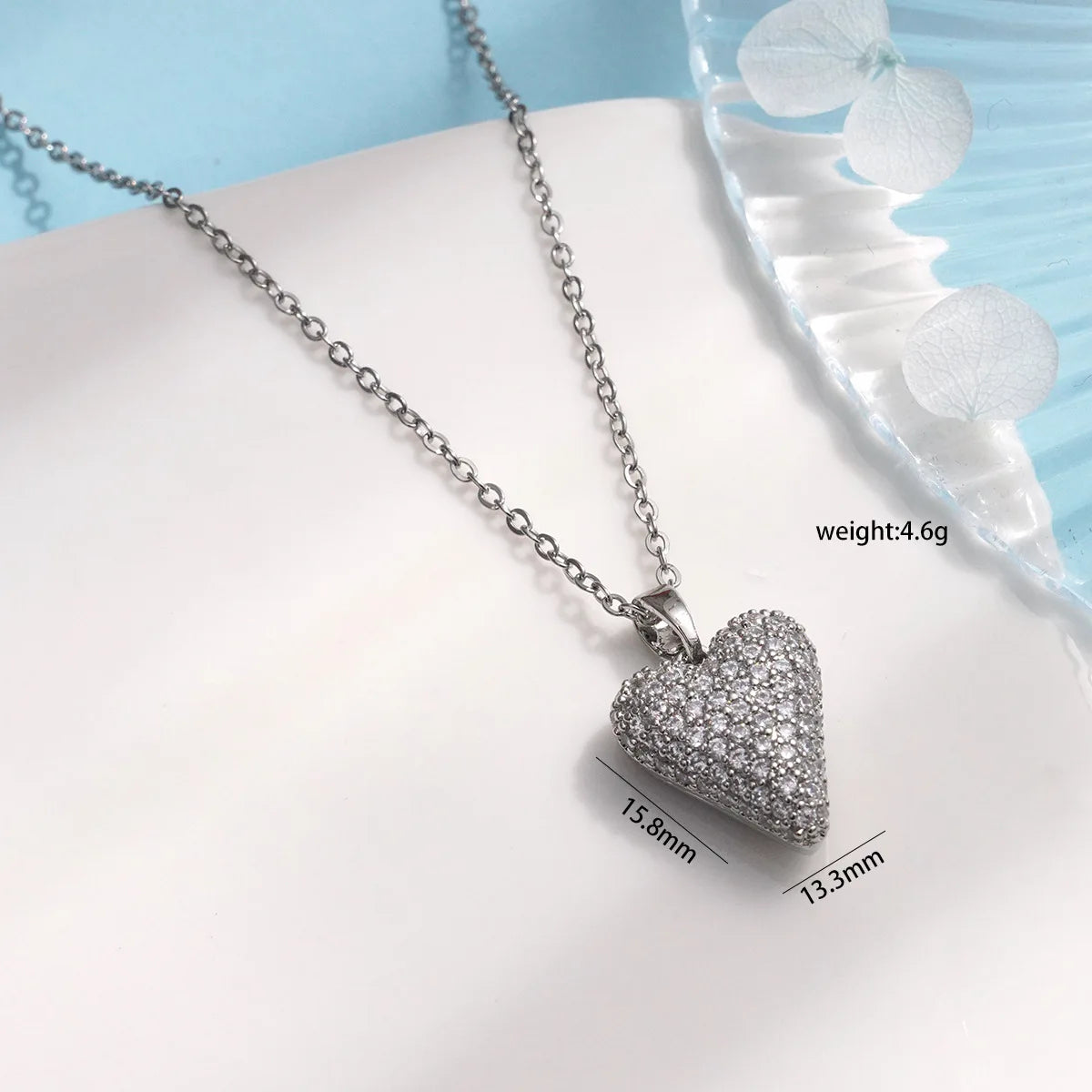 "Love Royalty" Stainless Steel Classic Shiny Zircon Crown Love Pendant Necklace Jewelry
