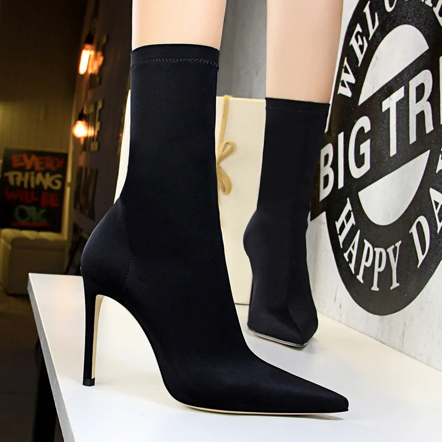 "Staci Love" Pointed Heel Sock Boots