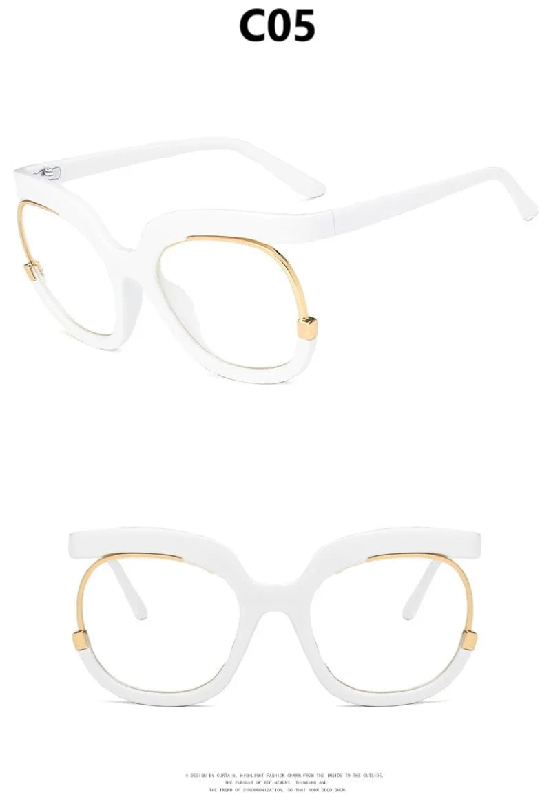 "I'm Brand New Today" Clear Large Frame Spectacle Frame Anti-Blue Light Trend Round Eyeglasses