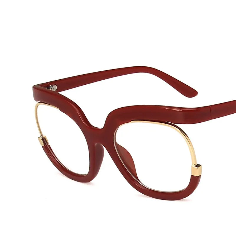 "I'm Brand New Today" Clear Large Frame Spectacle Frame Anti-Blue Light Trend Round Eyeglasses
