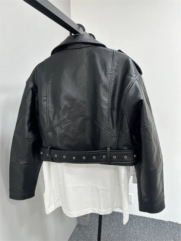 "Diana Vintage" Leather Jacket with Belt