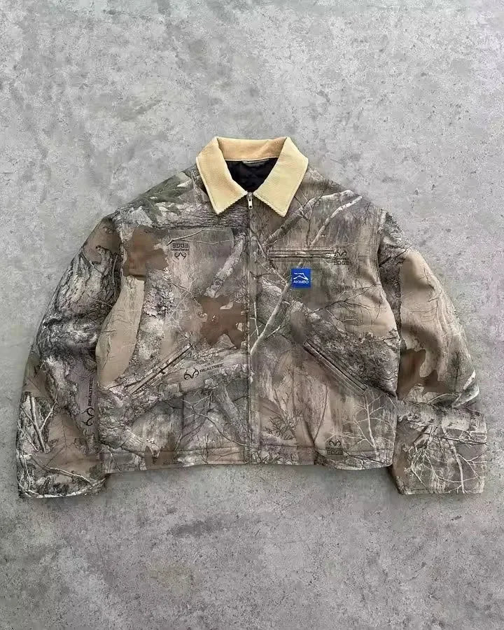 Pop Retro Embroidery Motorcycle Wear Leather Zipper Jacket