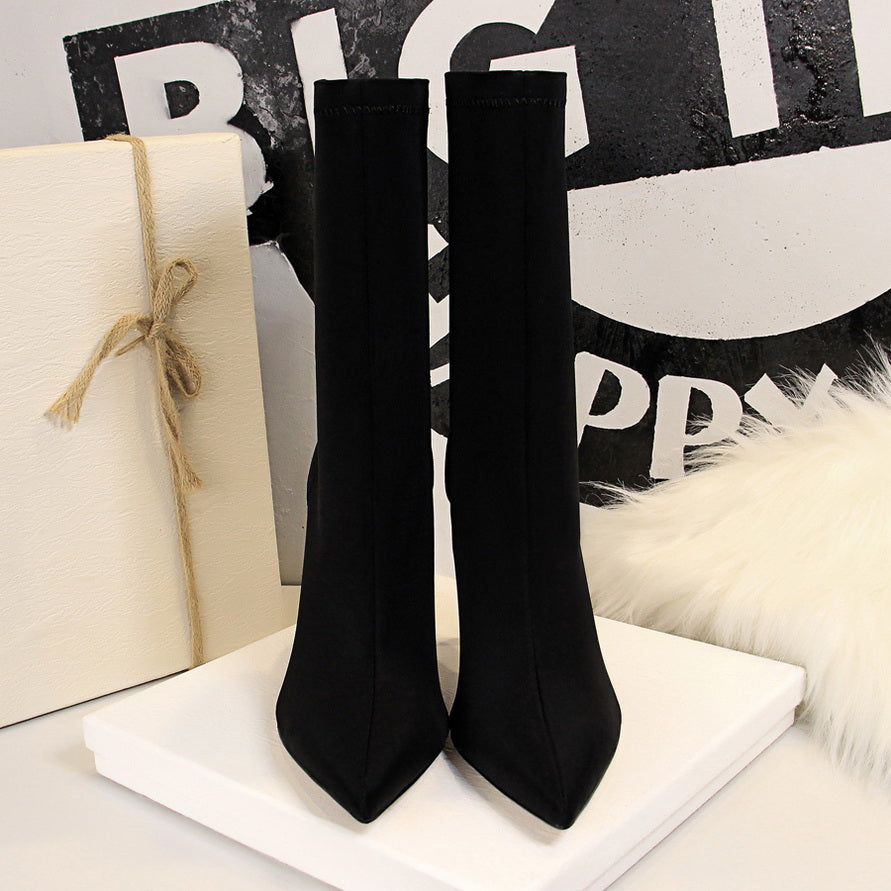"Staci Love" Pointed Heel Sock Boots