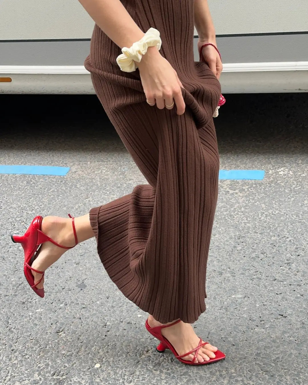 "Voss Knit Dress" Sleeveless Knitwear Turtleneck Long Dress