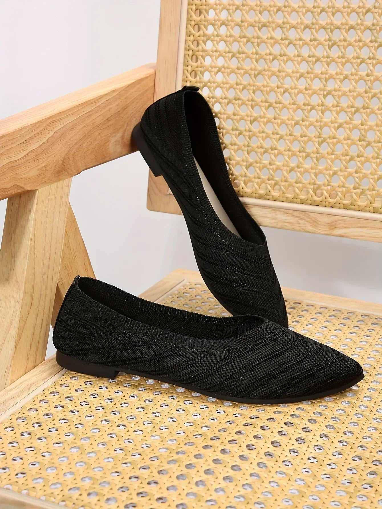 "Neicyy Flats" Solid Color Knitted Slip on Casual Ballet Flats