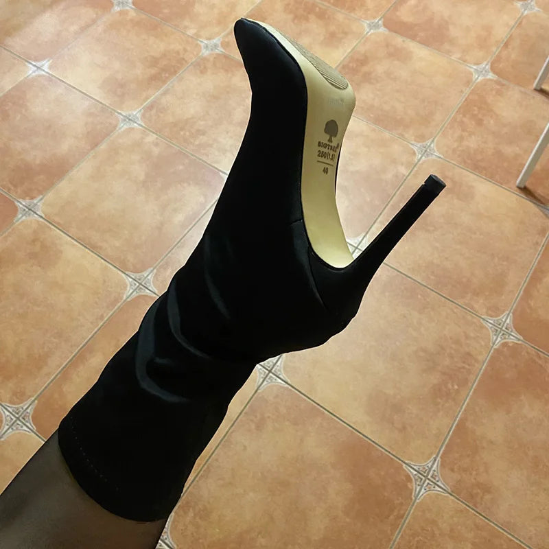 "Staci Love" Pointed Heel Sock Boots