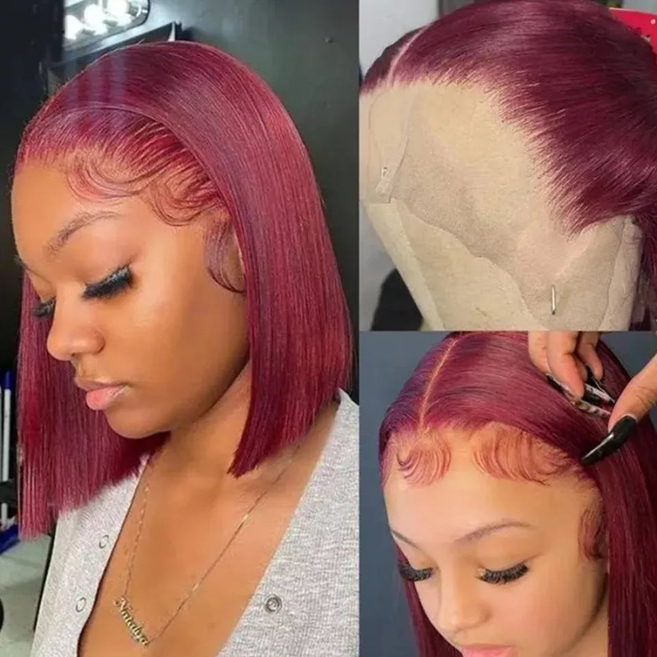 "Brittany Renae" HD Transparent Short Bob Preplucked Human Hair Lace Front Wig