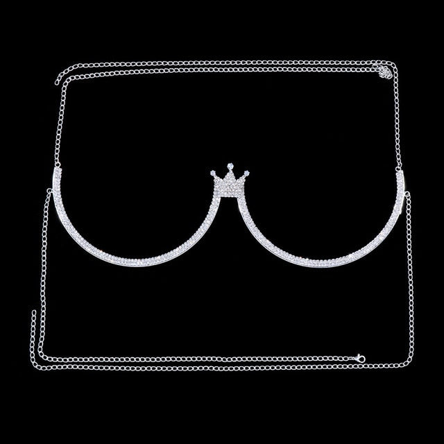 "Starlet" Chest Bling Bracket Double Pendant Heart Bras Chain Necklace Body Jewelry
