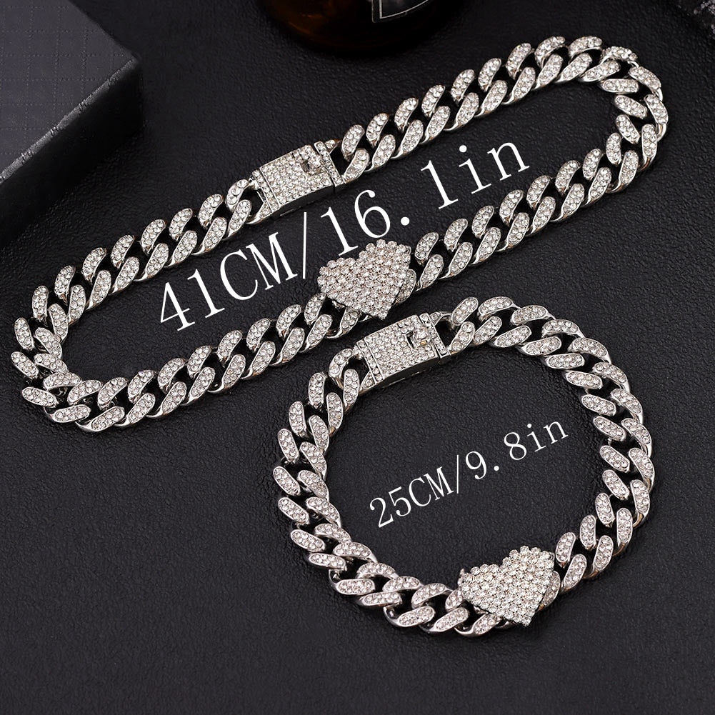 "Iced Out Miami" Bling Paved Rhinestones Cuban Link Choker Necklace