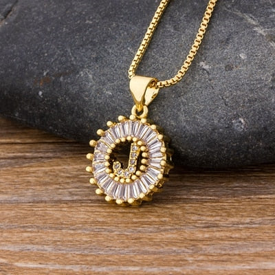 "LoveLee Letter Gold Necklace" Initial Letters Pendant Chain