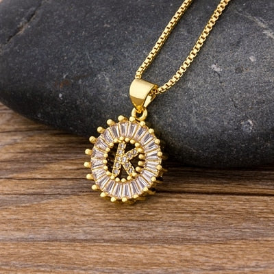 "LoveLee Letter Gold Necklace" Initial Letters Pendant Chain