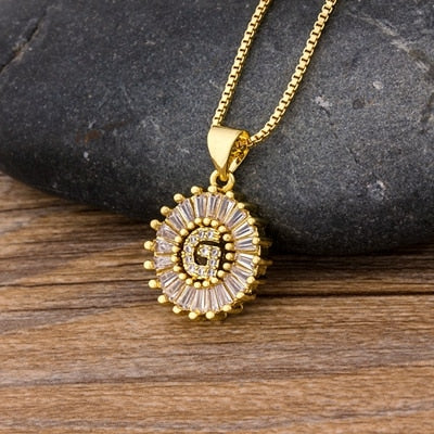 "LoveLee Letter Gold Necklace" Initial Letters Pendant Chain
