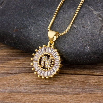 "LoveLee Letter Gold Necklace" Initial Letters Pendant Chain