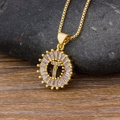 "LoveLee Letter Gold Necklace" Initial Letters Pendant Chain