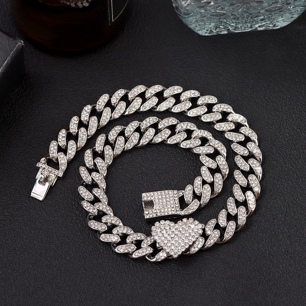 "Iced Out Miami" Bling Paved Rhinestones Cuban Link Choker Necklace