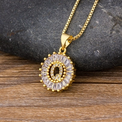 "LoveLee Letter Gold Necklace" Initial Letters Pendant Chain