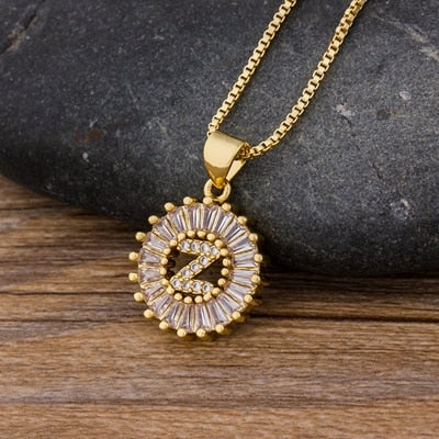"LoveLee Letter Gold Necklace" Initial Letters Pendant Chain