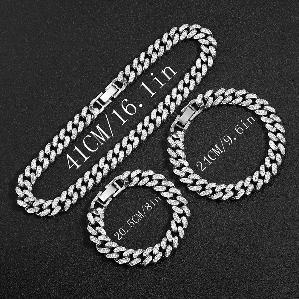 "Iced Out Miami" Bling Paved Rhinestones Cuban Link Choker Necklace