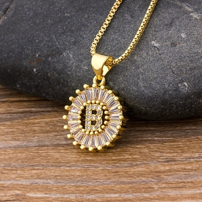 "LoveLee Letter Gold Necklace" Initial Letters Pendant Chain
