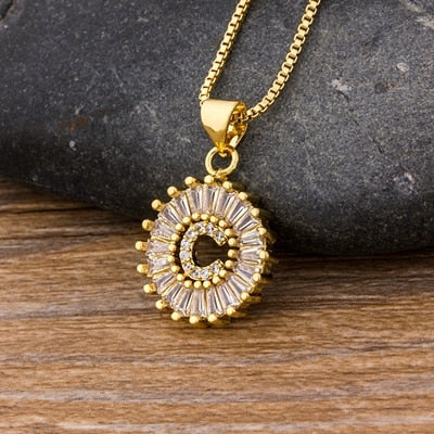 "LoveLee Letter Gold Necklace" Initial Letters Pendant Chain
