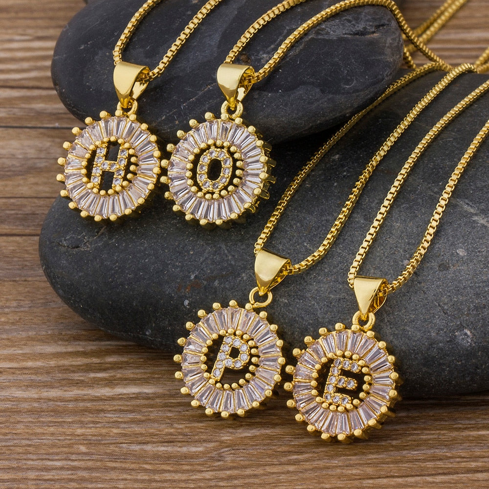 "LoveLee Letter Gold Necklace" Initial Letters Pendant Chain