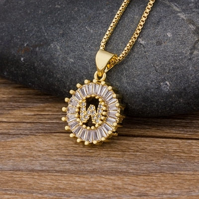 "LoveLee Letter Gold Necklace" Initial Letters Pendant Chain