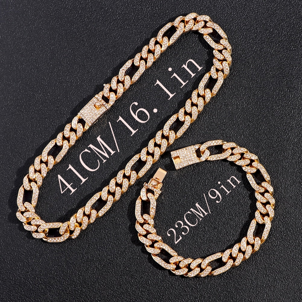 "Iced Out Miami" Bling Paved Rhinestones Cuban Link Choker Necklace