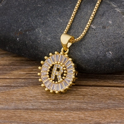 "LoveLee Letter Gold Necklace" Initial Letters Pendant Chain
