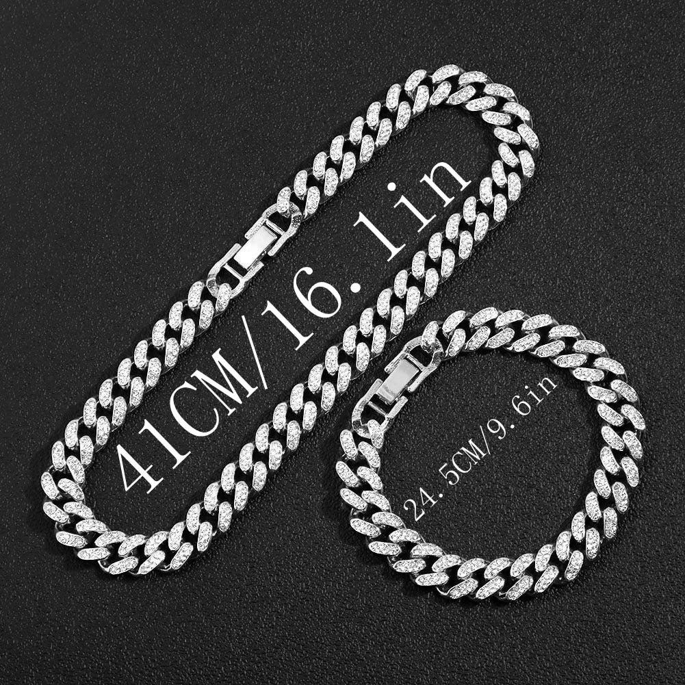 "Iced Out Miami" Bling Paved Rhinestones Cuban Link Choker Necklace