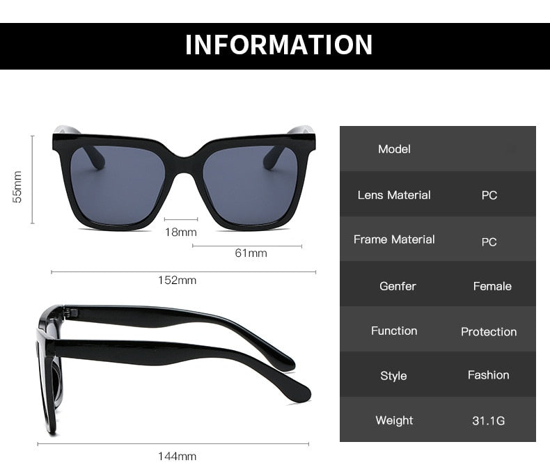 "BlackOut Beauty" New Fashion Retro Rectangle Eyewear