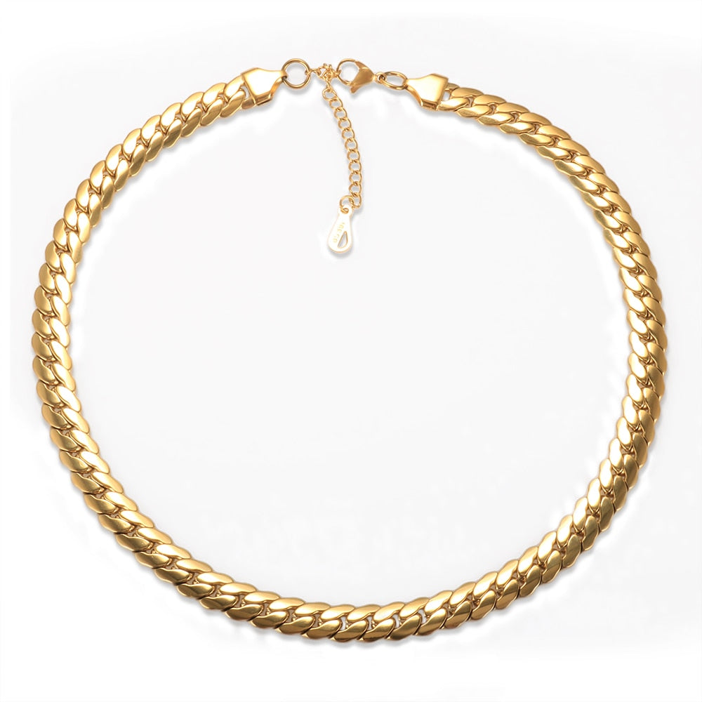 "Goldie Queen" Thick Braided Design Chain Necklace & Bracelet Jewelry Set