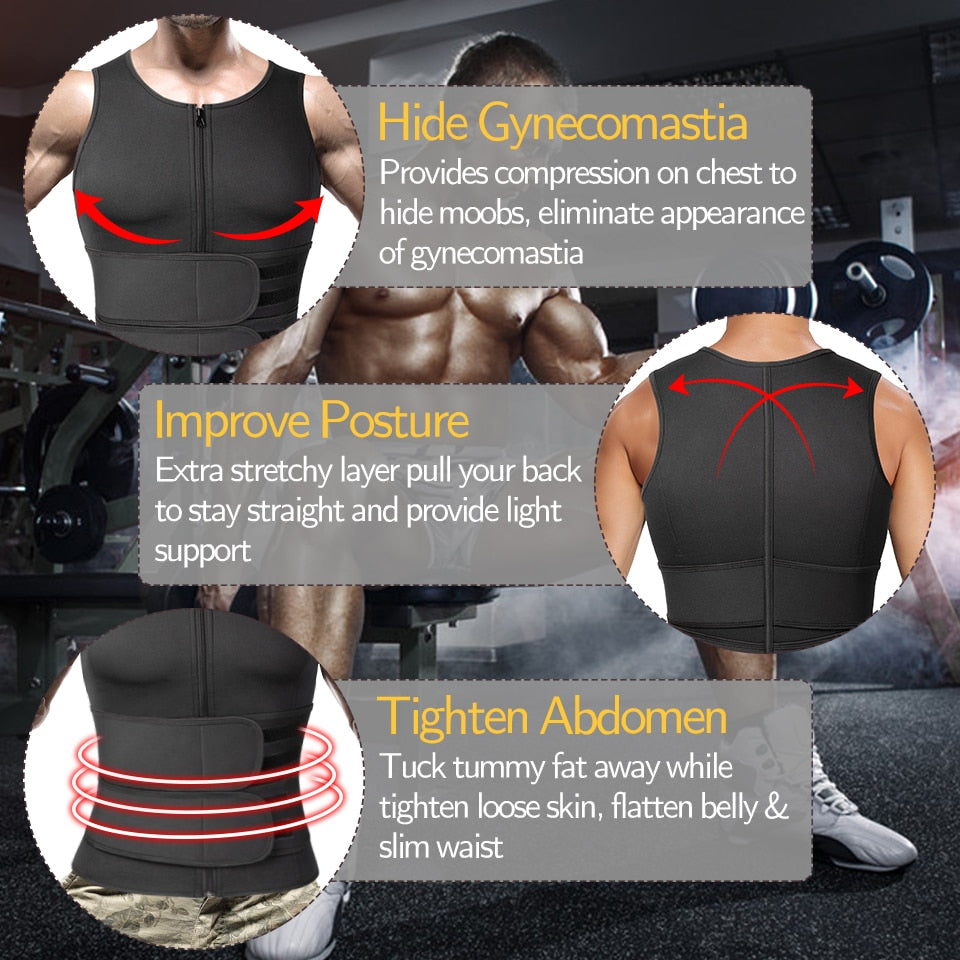 "Men's Fat Burning Vest" Sauna Suit/Sweat Vest/Slimming Under-armour/Weight Loss/Fat Burner Workout Vest
