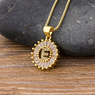"LoveLee Letter Gold Necklace" Initial Letters Pendant Chain