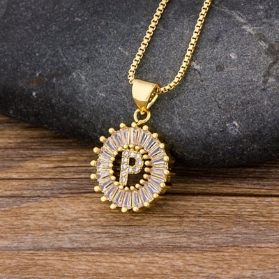 "LoveLee Letter Gold Necklace" Initial Letters Pendant Chain
