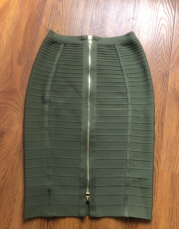 "Golden Lady of Class" Sexy Solid Zipper Bandage Bodycon Pencil Skirt