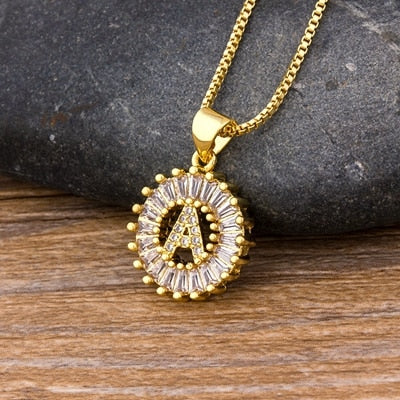 "LoveLee Letter Gold Necklace" Initial Letters Pendant Chain