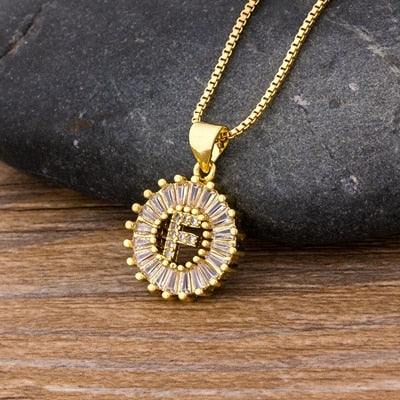 "LoveLee Letter Gold Necklace" Initial Letters Pendant Chain