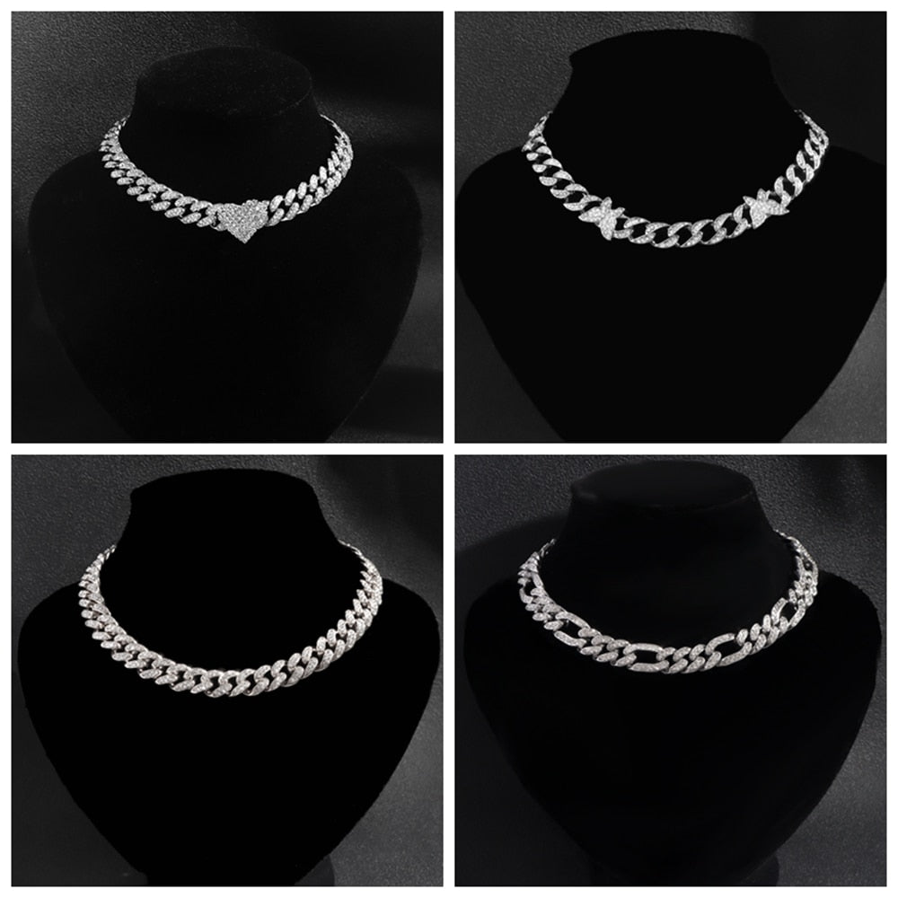 "Iced Out Miami" Bling Paved Rhinestones Cuban Link Choker Necklace