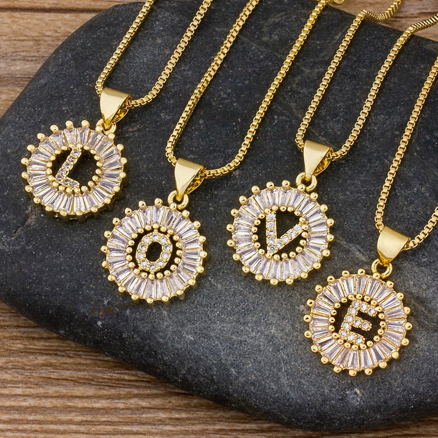 "LoveLee Letter Gold Necklace" Initial Letters Pendant Chain