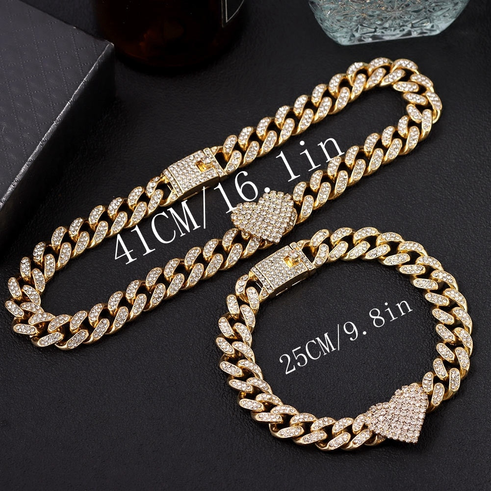 "Iced Out Miami" Bling Paved Rhinestones Cuban Link Choker Necklace