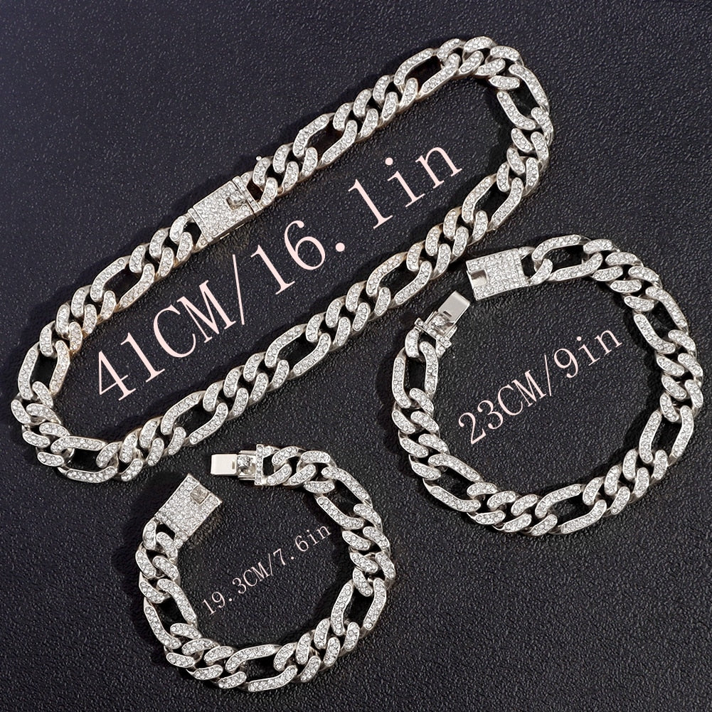 "Iced Out Miami" Bling Paved Rhinestones Cuban Link Choker Necklace