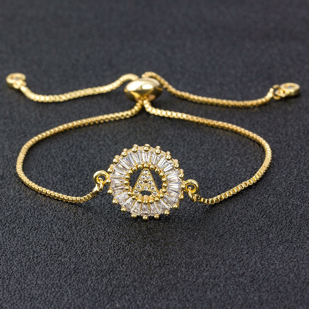 "Missy Charm Bracelet" A-Z Initial Micro Pave Cubic Zircon Letter Charm Bracelet Jewelry