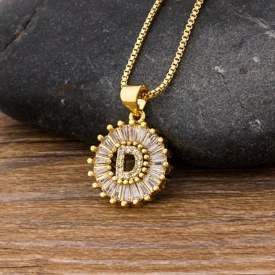 "LoveLee Letter Gold Necklace" Initial Letters Pendant Chain
