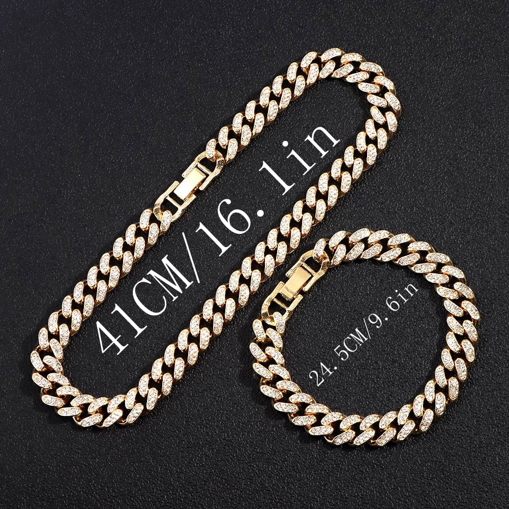 "Iced Out Miami" Bling Paved Rhinestones Cuban Link Choker Necklace