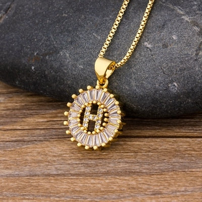 "LoveLee Letter Gold Necklace" Initial Letters Pendant Chain