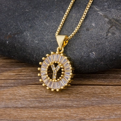 "LoveLee Letter Gold Necklace" Initial Letters Pendant Chain