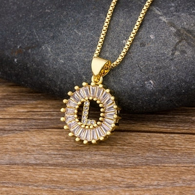 "LoveLee Letter Gold Necklace" Initial Letters Pendant Chain